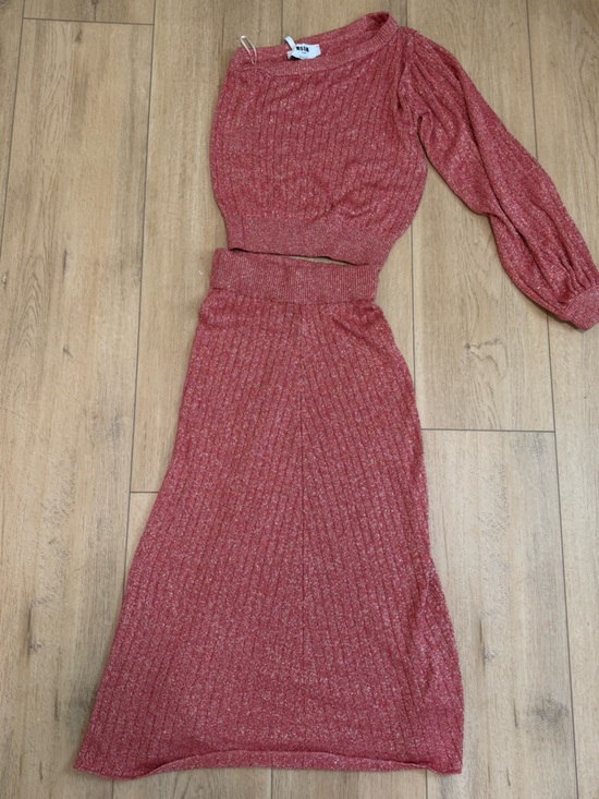 MSGM Dresses & Skirts - MSGM Sparkle Knit Top in Rose Gold SET